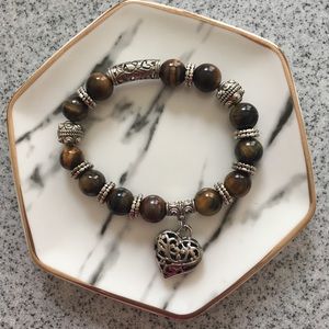 Beaded Bracelet with Heart Charm